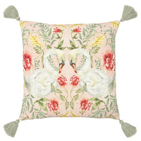 Evans Lichfield Tassels Heritage Swans Printed Polyester Filled Cushion