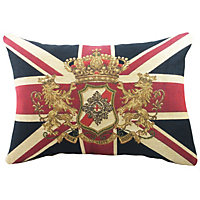 Evans Lichfield Union Jack Lion Crest Belgian Tapestry Polyester Filled Cushion