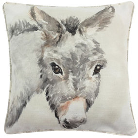 Evans Lichfield Watercolour Donkey Tartan Piped Cushion Cover