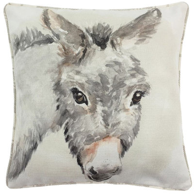 Evans Lichfield Watercolour Donkey Tartan Piped Feather Filled Cushion