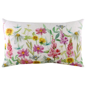 Evans Lichfield Wild Flowers Ava Floral Rectangular Polyester Filled Cushion