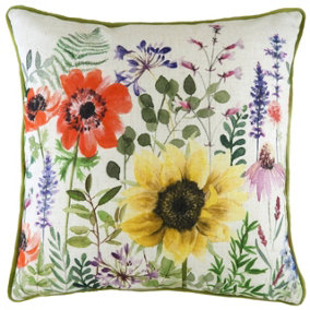 Evans Lichfield Winter Florals Emma Piped Printed Feather Filled Cushion