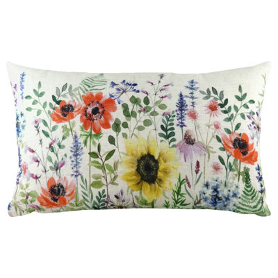 Evans Lichfield Winter Florals Emma Rectangular Printed Feather Filled Cushion