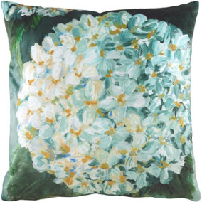 Evans Lichfield Winter Florals Hydrangea Velvet Feather Filled Cushion