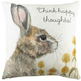 Evans Lichfield Woodland Hare Happy Thoughts Polyester Filled Cushion