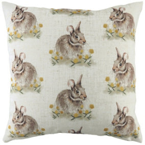 Evans Lichfield Woodland Hare Repeat Printed Feather Filled Cushion