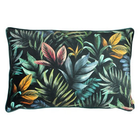 Evans Lichfield Zinara Leaves Velvet Piped Feather Filled Cushion