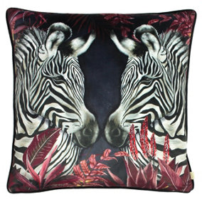 Evans Lichfield Zinara Twin Zebras Velvet Piped Feather Filled Cushion
