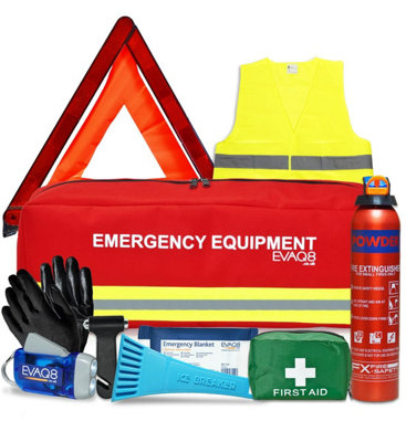 Evaq 8 Car Emergency & Breakdown Safety Kit with Fire Extinguisher ...