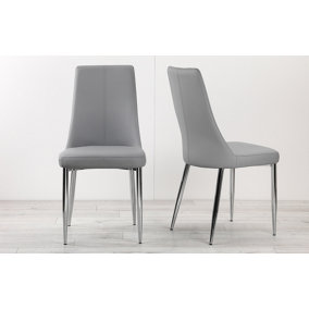 Eve Leather Look Dining Chairs Set of 2- Grey
