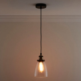 Eve One Light Hanging Clear Glass Ceiling Pendant with Filament Bulb