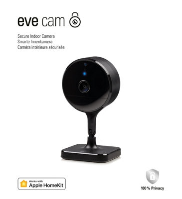 Eve Secure Indoor Camera Camera, Apple HomeKit Secure Video with motion sensor, microphone & speaker, 1 Pack, Black