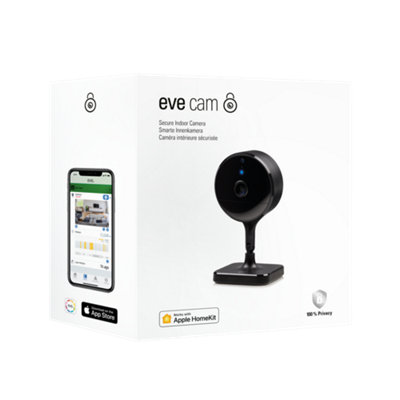 Eve Secure Indoor Camera Camera, Apple HomeKit Secure Video with motion sensor, microphone & speaker, 1 Pack, Black