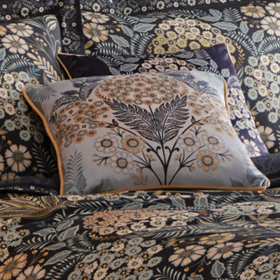 Evelina Geometric Floral Velvet Filled Cushion