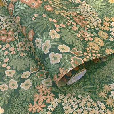 Everbloom Floral Wallpaper Emerald Green / Multi Holden 13900