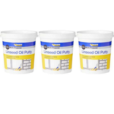 Everbuild 101 Multi-Purpose Linseed Oil Putty, Natural, 2 kg (Pack Of 3)