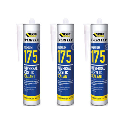 Everbuild 175 Universal Acrylic Sealant White 300ml (Pack Of 3)