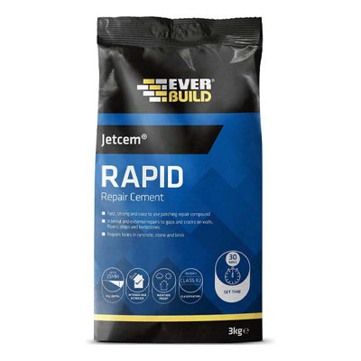 Everbuild 3kg Jetcem Premix Sand Rapid Set Cement JETCEM3 Fast repair mortar