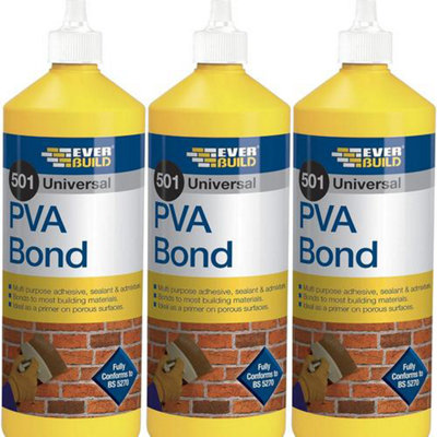 Everbuild 501 Universal PVA Bond, 500 ml (Pack of 3)