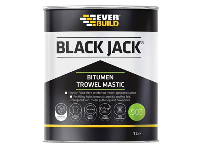 Everbuild 90301 Black Jack 903 Bitumen Trowel Mastic 1 litre EVB90301