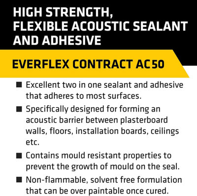 Everbuild AC50 Acoustic Sealant and Adhesive C4 Size Cartridge - 3