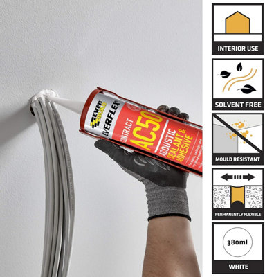Everbuild AC50 High Strength Acoustic Sealant & Adhesive - 380ml - White (Pack of 12)