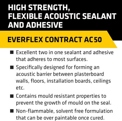Everbuild AC50 High Strength Acoustic Sealant & Adhesive - 380ml - White (Pack of 12)