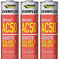 Everbuild AC50 High Strength Acoustic Sealant & Adhesive - 380ml - White (Pack of 3)