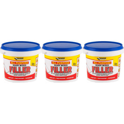 Everbuild All Purpose Ready Mixed Filler, White, 1 kg (Pack of 3)