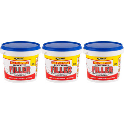 Everbuild All Purpose Ready Mixed Filler, White, 1 kg (Pack of 3) DIY
