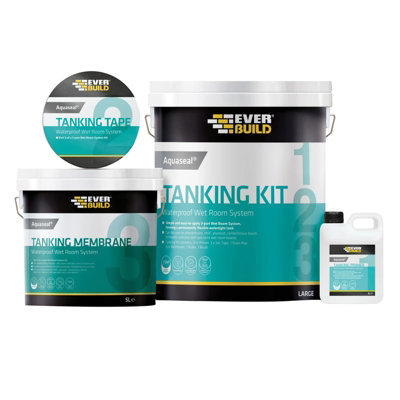 Everbuild Aquaseal Tanking Kit Wet Room System Waterproofing Kit Large 7.5m