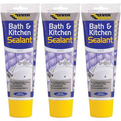 Everbuild Bath and Kitchen Acrylic Sealant, White, 200 ml (Pack of 3)