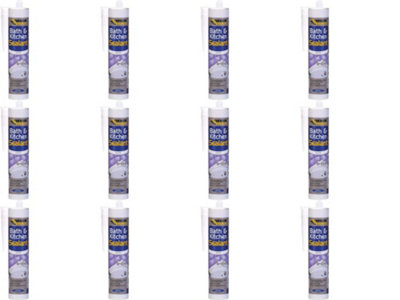 Everbuild Bath and Kitchen Acrylic Sealant, White, 290 ml (Pack of 12)