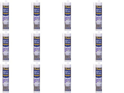 Everbuild Bath and Kitchen Acrylic Sealant, White, 290 ml (Pack of 12)