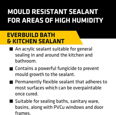 Everbuild BATH Bath & Kitchen Sealant White 290ml EVBBATHWH - 3
