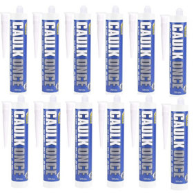Everbuild Caulk Once Premium Quality Acrylic Caulk, White, 295 ml     CLKONCEWE3(n) (Pack of 12)