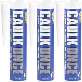 Everbuild Caulk Once Premium Quality Acrylic Caulk, White, 295 ml (Pack of 3)