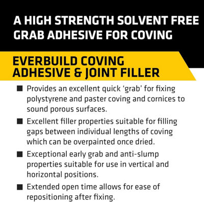 Everbuild COVE-EBD Coving Adhesive and Joint Filler, White, 290 ml (Pack of 6)