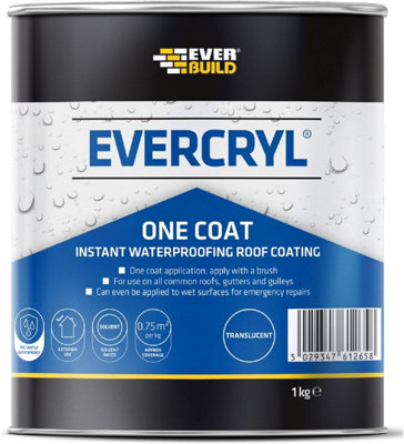 Everbuild Evercryl One Coat Instant Waterproofing Clear 1kg (Pack Of 3)