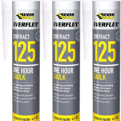 Everbuild Everflex 125 One Hour Caulk, Brown, 300 ml (Pack of 3)