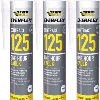Everbuild Everflex 125 One Hour Caulk, White, 300 ml (Pack of 3)
