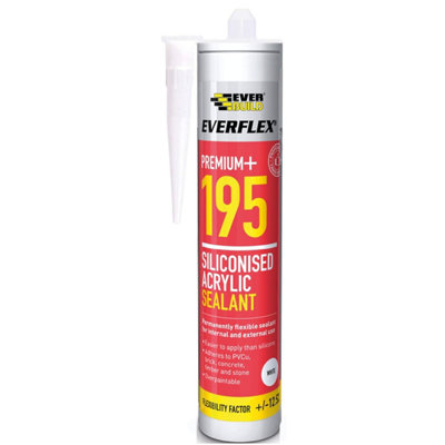 Everbuild Everflex 195 Premium+ Siliconised Acrylic Sealant, White 300 ml (Pack Of 12)