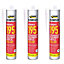 Everbuild Everflex 195 Premium+ Siliconised Acrylic Sealant, White 300 ml (Pack Of 3)