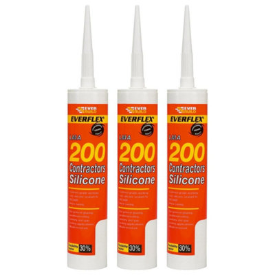 Everbuild Everflex 200 Contractors LMA Silicone Sealant, Black, 295 ml(Pack of 3)