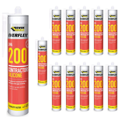 Everbuild Everflex 200 Contractors LMA Silicone Sealant, White 295 ml (Pack Of 12)