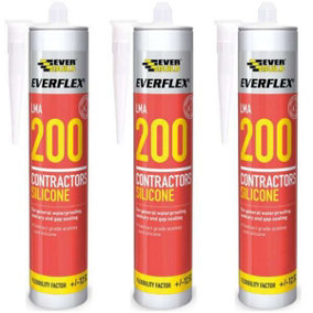 Everbuild Everflex 200 Contractors LMA Silicone Sealant, White 295 ml (Pack Of 3)