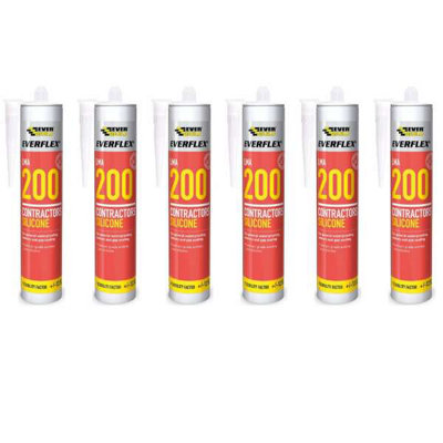 Everbuild Everflex 200 Contractors LMA Silicone Sealant, White 295 ml (Pack Of 6)