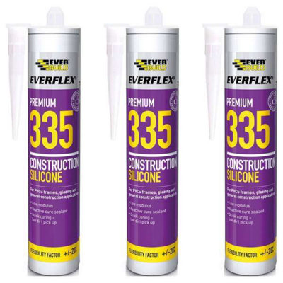 Everbuild Everflex 335 Premium Construction Silicone Sealant Toffee 295 ml (Pack Of 3)