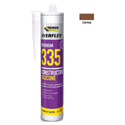 Everbuild Everflex 335 Premium Construction Silicone Sealant Toffee 295 ml (Pack Of 6)