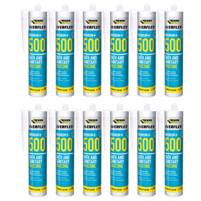 Everbuild Everflex 500 Bath and Sanitary Silicone Silicone Sealant, Manhattan Grey, 295 ml (Pack of 12)